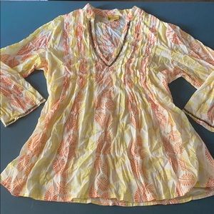 Pleated V-Neck Blouse